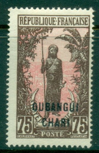 Ubangi-Shari 1922 Middle Congo Bakalois Woman Opt OUBANGI-CHARI 75c MLH