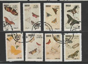 DHUFAR   1973  BUTTERFLIES  SET OF 8     MINT  VF NH  O.G  CTO  (DH2 )