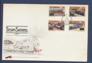 ZIMBABWE - Scott 487-90,  - FDC - Steam Trains Safaris - 1985