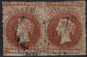 SOUTH AUSTRALIA 1860 QV 1/- PAIR ROULETTE USED