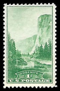 PCBstamps   US # 740 1c Yosemite, green, MNH, (9)