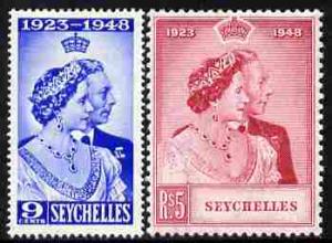 Seychelles 1948 KG6 Royal Silver Wedding perf set of 2 un...