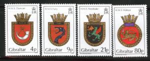 Gibraltar Scott 474-477 MNH**  1985 Navy Crest set