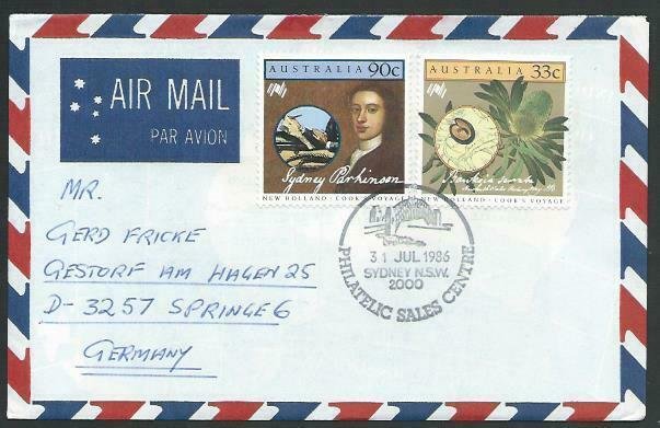 AUSTRALIA 1986 airmail cover to Germany - nice franking - yachting.........12868