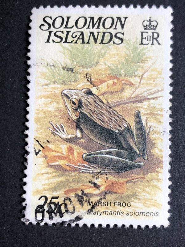 Solomon Island 1979 25c used Marsh Frog  	Platymantis solomonis