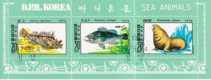 SA28d Korea 1979 Sea Animals, used minisheet