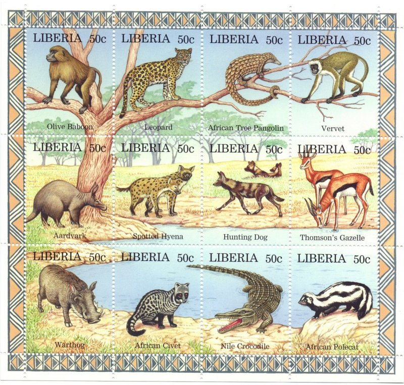 Liberia. 1997. Small sheet 1807-18. Fauna of africa. MNH.