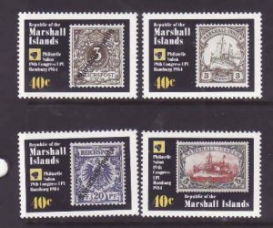 Marshall Islands-Sc#50-3- id9-unused NH set-Stamp on Stamp-Ships-UPU-1984-