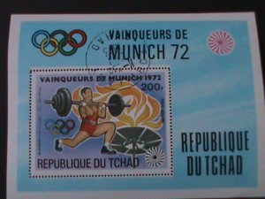 ​CHAD-1972-OLYMPIC GAMES-MUNICH'72 CTO S/S VF-FANCY CANCEL-HARD TO FIND