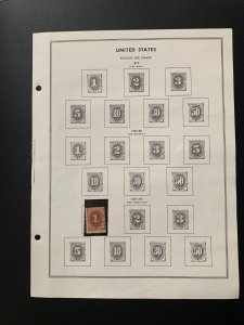 US 1991 J22 postage due stamps lightly used with album page