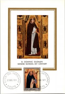 Vatican City 12.25.71 FDC Maxi Card - St Dominic Guzman, Sienese School - F67843