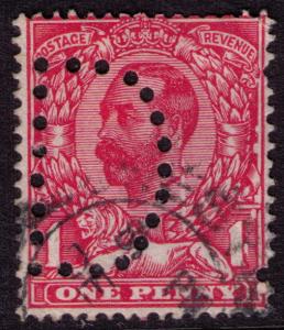 Great Britain # 152g Used  VF  Perfin \D\  