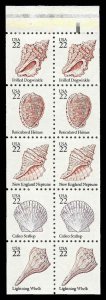 PCBstamps  US #2117/2121a Bk Pane $2.90(10x29c)Seashell, MNH, (32)