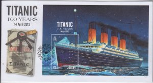 Jersey 2012, 'Titanic miniature Sheet. , on FDC