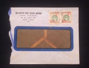 C) 1954, URUGUAY. INTERNAL MAIL BANK OF SAN JOSE. DOUBLE STAMP CITADEL OF