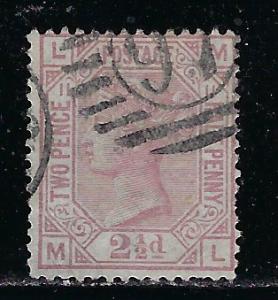 Great Britain Scott # 67, used, plate # 11/ML