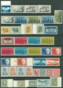 NORWAY : Clean group of all Very Fine, Mint NH singles & sets. Catalog $250+