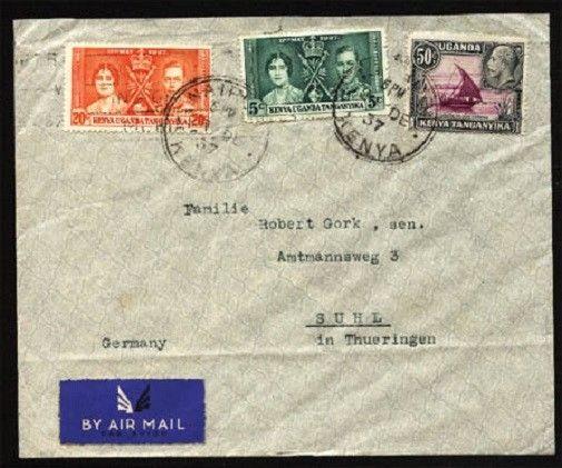 KENYA UGANDA TANGANYIKA 1937 airmail cover Nairobi to Germany..............81672