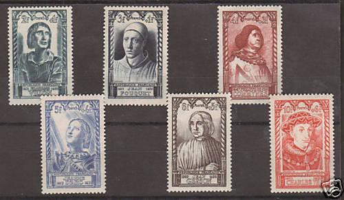 France Sc B207-B212 MLH. 1946 Intellectuals, cplt set.