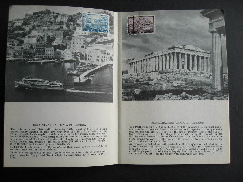 Greece tourist book Olympic Airways with obliterated Sc 691-707 on the pages
