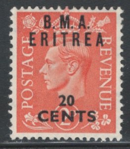 Great Britain Offices Eritrea 1948 Surcharge 20c on 2p Scott # 3 MH