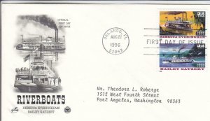 1996, Riverboats-Rebecca Everingham, Bailey Gatzert, Artcraft/PCS, FDC (D15596)