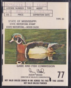 State Hunting/Fishing Revenues - MS - 1976 Duck Stamp - MS-1 - Mint