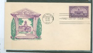 US 838 1938 Iowa Territory Centennial Single On An Unaddressed FDC With A Cachet Craft Cachet