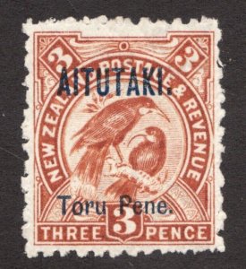 1903 Aitutaki Islands Sc# 3 - Toru. Pene. - Huia Birds MH Cv$18