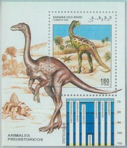 C0410 - Western SAHARA OCCIDENTAL - 1995, Miniature Sheet: Dinosaurs, Prehistory