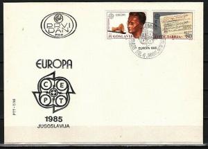 Yugoslavia, Scott cat. 1732-1733. Europa-Music Year. First day cover.