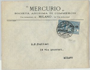 64187 - ITALIA REGNO - STORIA POSTALE: POSTA PNEUMATICA #7 isolato su BUSTA 1925