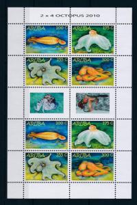 [ARV496] Aruba 2010 Marine life Caribbean reef Octopus Miniature Sheet MNH