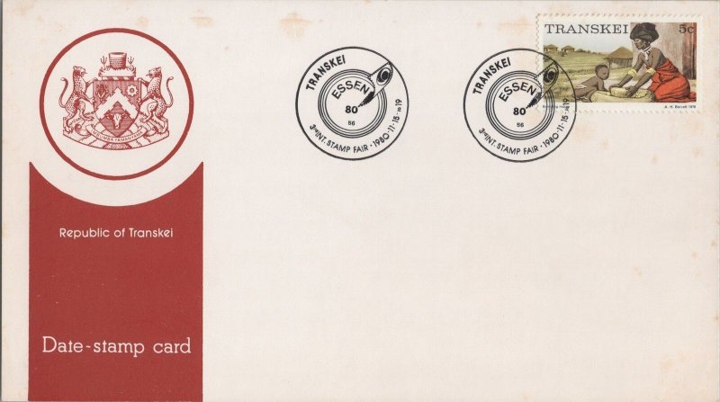 ZAYIX South Africa - Transkei 9a Event Cover Essen 80 Stamp Show 080522SM51