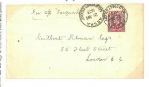 GOLD COAST Accra GB London *Per SS Tarquah* 1905 {samwells-covers} CG257