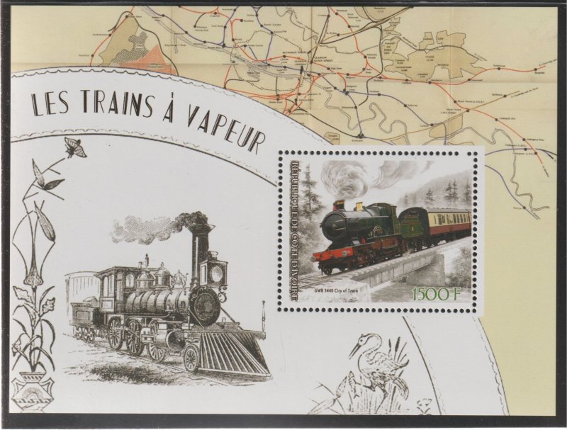 STEAM TRAINS  perf m/sheet containing one value mnh