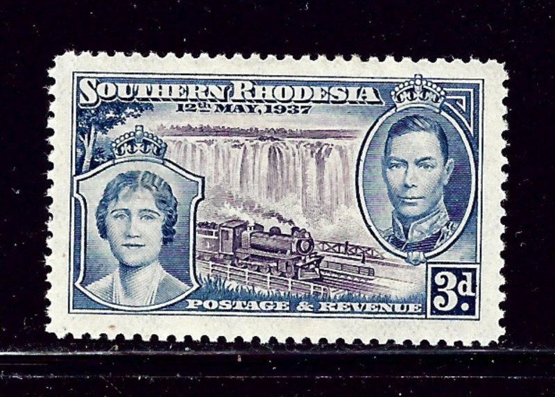 Southern Rhodesia 40 MH 1937 KGVI Coronation (Train)