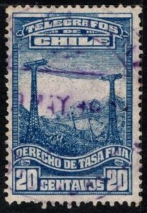 1929 Chile Revenue 20 Centavos Tax on Telegraph Receipts Stamp Used