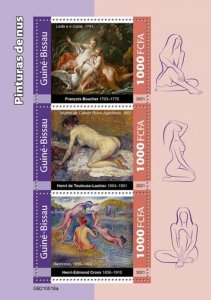 Guinea-Bissau - 2021 Nude Art, Boucher - 3 Stamp Sheet - GB210518a