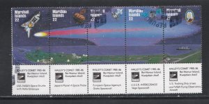 Marshall Islands # 90a  Halley's Comet, Used Strip of 5, 1/2 Cat.