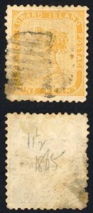 Prince Edward Is SG9 1863 1d Yellow Orange Used Cat 70 pounds