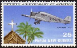 Papua New Guinea 1972 Sc#351 SG#223 25c Junkers F13 Aircraft