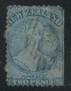 New Zealand, Scott 17c, Used, Milky Blue, Slight Plate Wear, Faults