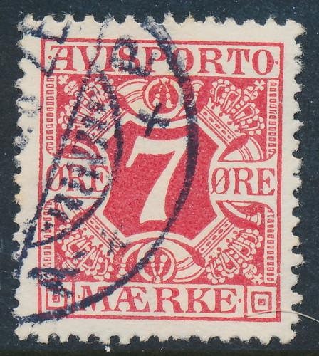 Denmark Scott P13 (AFA AP13), 7ø rose Newspaper, VF Used