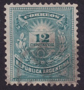 Argentina 54 from 1884 deep blue Numeral & Letter UVF single pf.12 Unwmkd. One