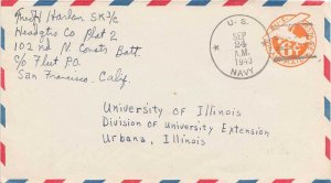 United States Fleet Post Office 6c Monoplane Air Envelope 1943 U.S. Navy, 102...