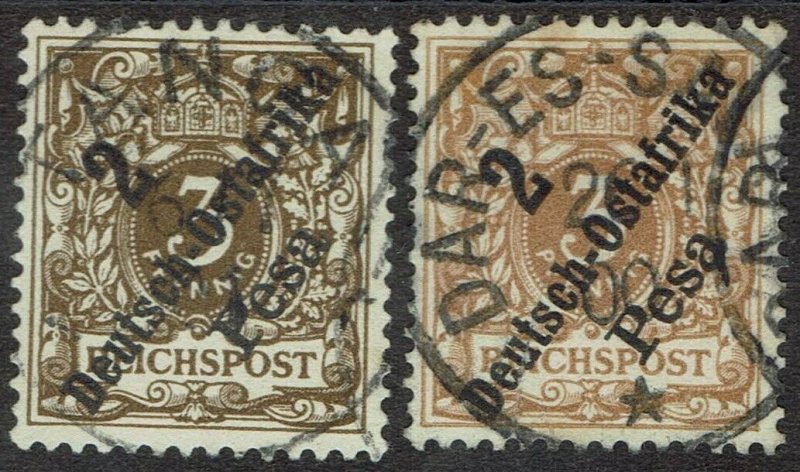 GERMAN EAST AFRICA 1896 EAGLE 3PF 2 SHADES USED
