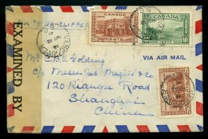 Scarce 90c Trans-Pacific 1941 to ** CHINA ** w/ backstamps Canada cover