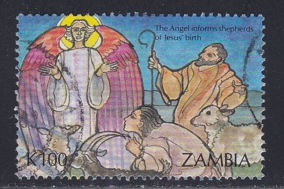Zambia # 589, Angels & Shepherds, Used, 1/3 Cat.