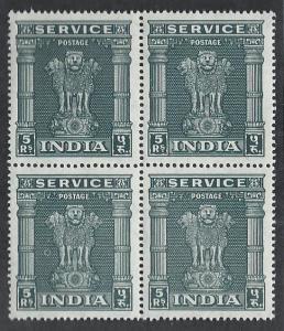 INDIA SC# O124 B/4 FVF MNH 1950